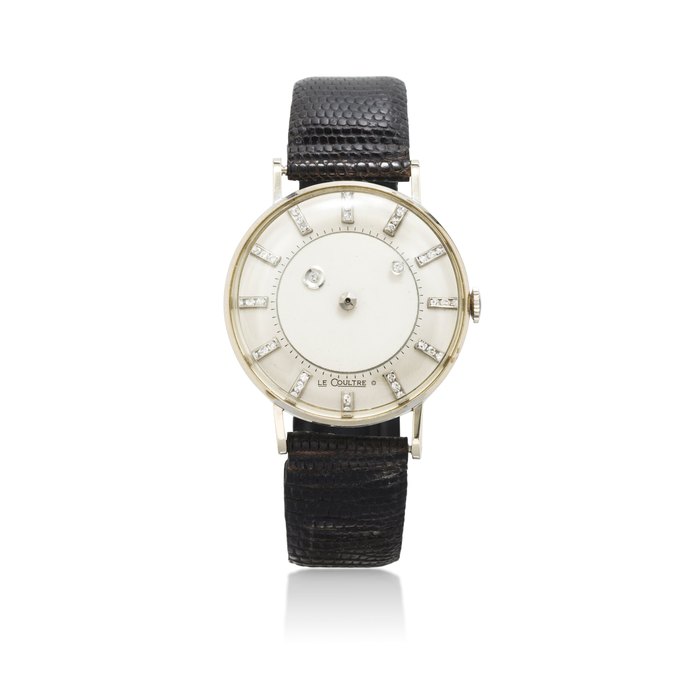 Vacheron & Constantin – LeCoultre. A 14K white gold mystery wristwatch with diamond numeralsCase no. 42671, Movement no. 1220299, 1950's