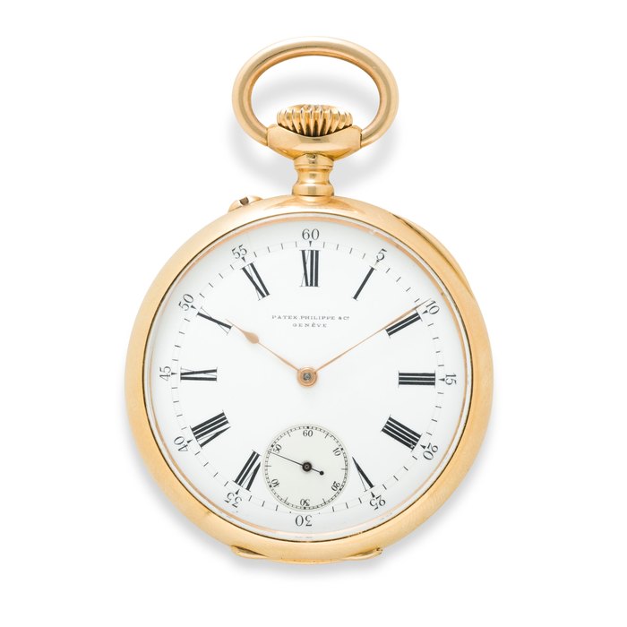 Patek Philippe. An 18K rose gold open face keyless lever watchCase no. 205551, Movement no. 87063, retailed by Relojoaria Gondolo, 71 Rua da Quitanda, Rio de Janeiro, 1890's