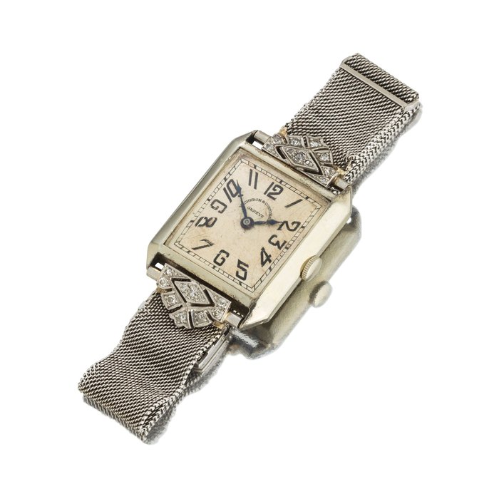 Vacheron & Constantin. A fine platinum early wristwatch and a 14K white gold and diamond mesh braceletMovement no. 396520, the case by Verger frères, Paris, circa 1920