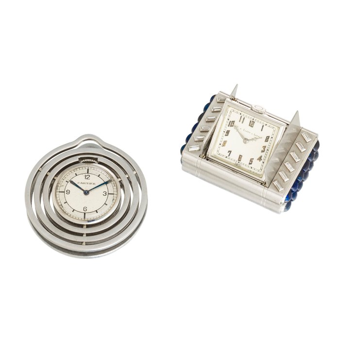 Cartier. A very unusual stainless steel Art Deco fob watchRef:8727, movement by LeCoultre, no. 90047, case no. 31177, 1930's