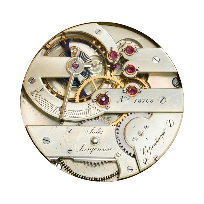 Breguet Jules Jurgensen, Copenhagen. A very fine 18K gold hunter cased keyless lever watch with bow setting and a 14K gold chain and gold clad penknifeNo. 13763, last quarter 19th century