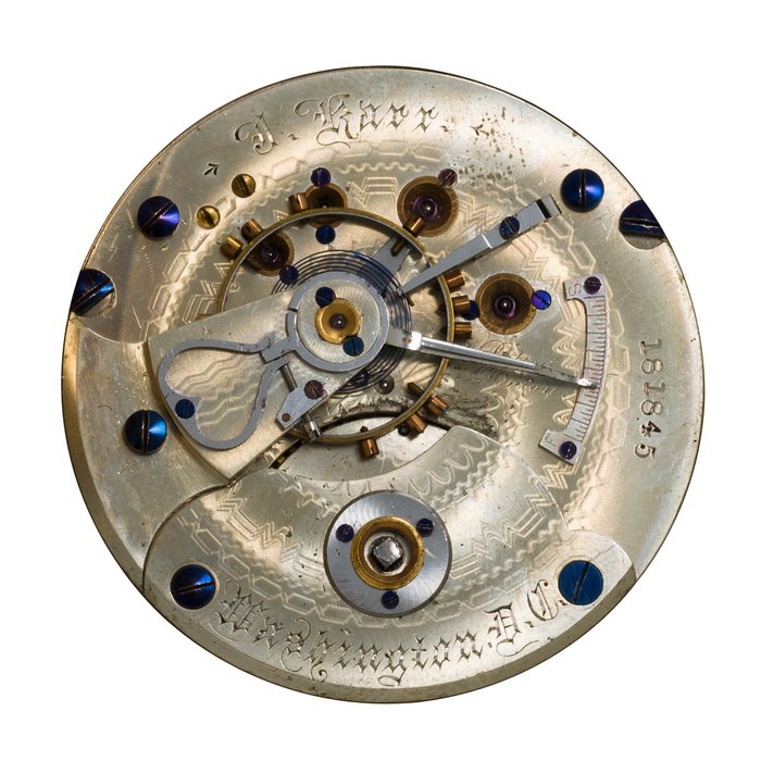 Rockford. An interesting 18K gold hunter cased watchNo. 181845, Signed J. Karr, Washington DC
