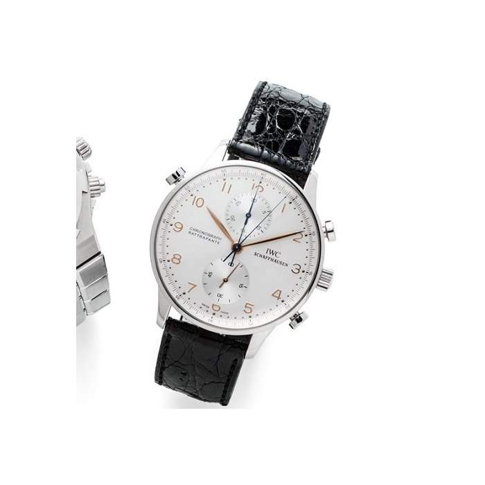 IWC. A stainless steel manual wind split second chronograph wristwatch Portuguese, Ref:3712, Case No.2675219, Circa 2005