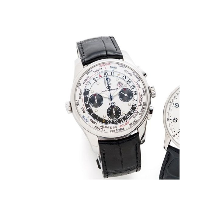 Girard-Perregaux. A stainless steel automatic calendar chronograph world time wristwatch with box and papers WW.TC Financial, Ref:49805, No.1479, Sold 15th May 2013