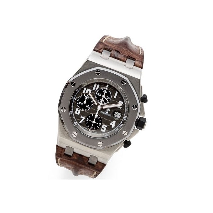 Audemars Piguet. A fine and rare limited edition stainless steel and tantalum automatic calendar chronograph wristwatch with box and papers Royal Oak Offshore Sincere Limited Edition, Ref: 26034TS.00.D001IN.01, Case No.F15120, Circa 2004
