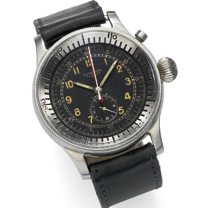 Longines. A military stainless steel manual wind single button chronograph wristwatch for the Israeli Airforce Ref:124, Case No.23711, Movement No.7642131, Circa 1945