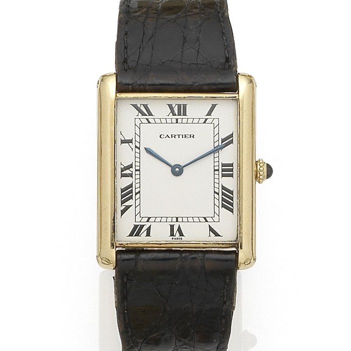 Cartier Cartier. An 18K gold automatic wristwatch Tank, Case No.170021736, Circa 1980, Price & Market Data