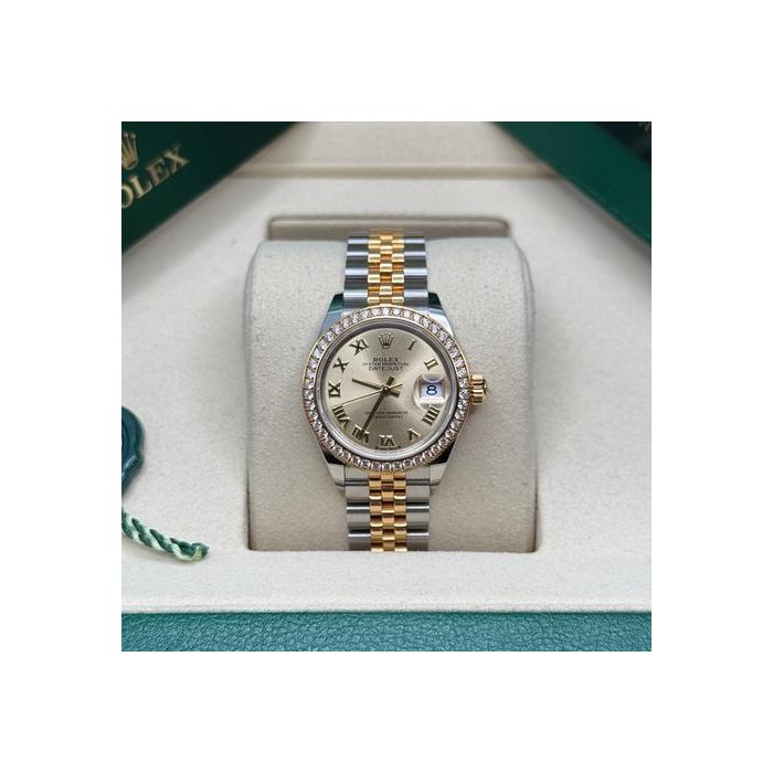 Rolex Lady-DatejustChampagne Roman Dial Diamond Bezel Two Tone Yellow Gold Jubilee Bracelet Ref. 279383RBR