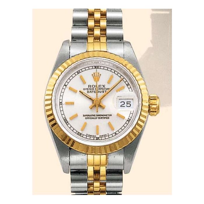 Rolex Lady-Datejust1999 Lady-Datejust 26 Boxes Papers RARE Champagne Diamond Dial Fluted Bezel 69173