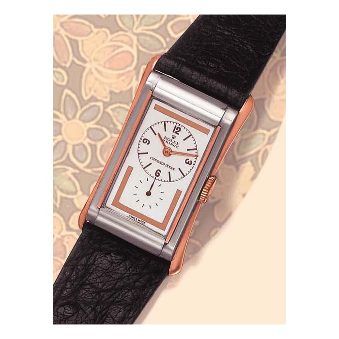 Rolex Prince 1855 22mm 9k Rose Gold Silver