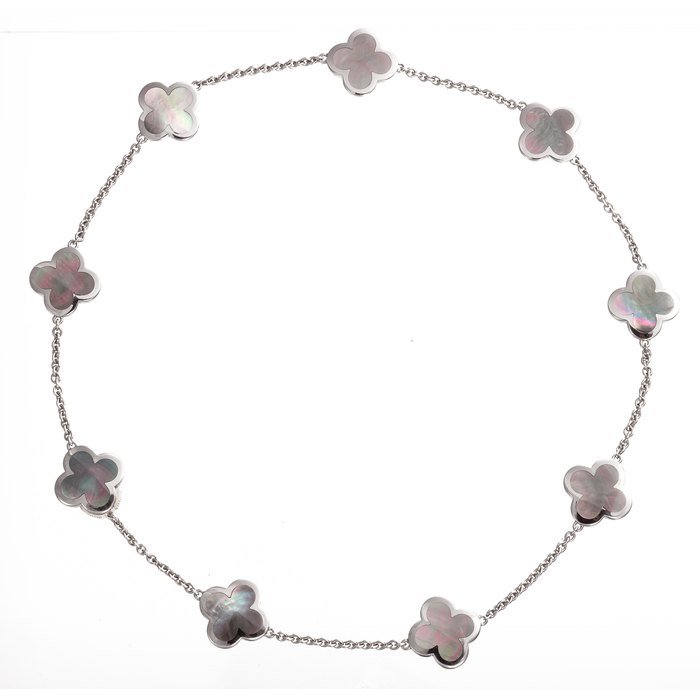 Van Cleef Arpels Alhambra 18K White Gold And Mother Of Pearl Necklace