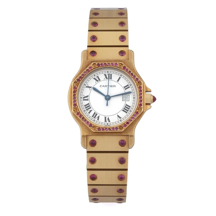 Cartier Ref 2965 Santos Rubbys Set And Yellow Gold