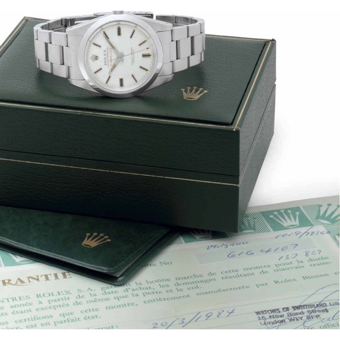 Rolex. A Fine Stainless Steel Automatic Antimagnetic Wristwatch with Center Seconds and Bracelet Signed Rolex, Oyster Perpetual, Milgauss, Ref. 1019, Case No. 6'164'107 Circa 1979