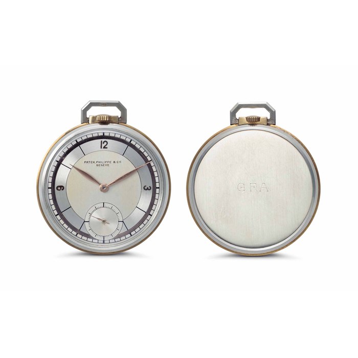 Patek Philippe. A Fine 18k Pink and White Gold Openface Keyless Lever Pocket watch with Two-Tone Sector Dial Signed Patek Philippe & Cie., Genève, Ref. 600, Movement No. 826'427, Case No. 611'306, Manufactured in 1933