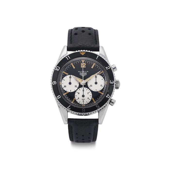 Heuer. A Very Rare Stainless Steel Chronograph Wristwatch Signed Heuer, Autavia, First Execution Model, Ref. 2466, Case No. 49’293, Movement No. 456’896, Circa 1962