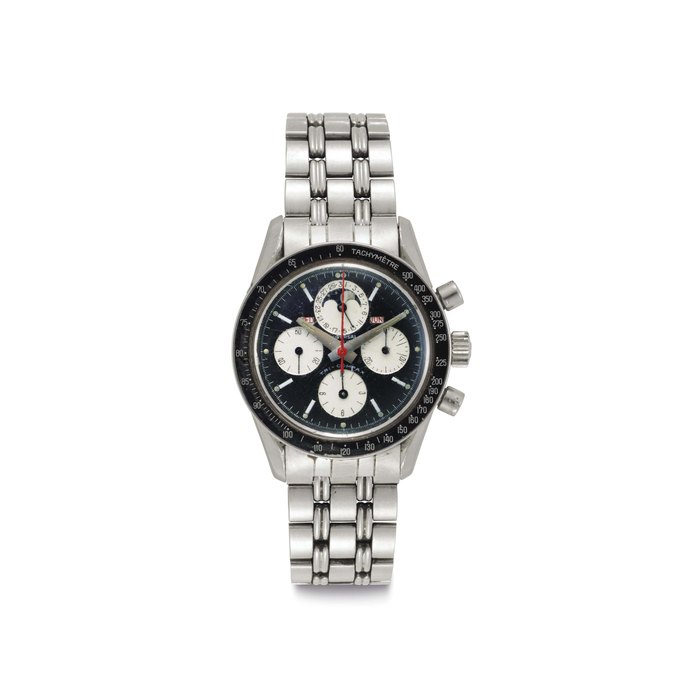 Universal. A Stainless Steel Triple Calendar Chronograph Wristwatch with Moon Phases and Bracelet Signed Universal, Genève, Tri-Compax, Case No. 881'101/02 & 2556401, Manufactured in 1967