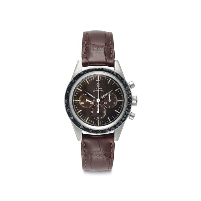 Omega. A Stainless Steel Chronograph Wristwatch with "Tropical" Dial Signed Omega, Ref. 2998-1, Movement No. 17'302'754, Manufactured in 1959