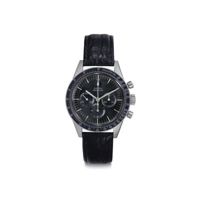 Omega Omega. A Rare Stainless Steel Chronograph Wristwatch with Exceptional Grey Metallic Dial Signed Omega, Speedmaster, Ref. ST 105.003, No. 24'952'689, Manufactured in 1957