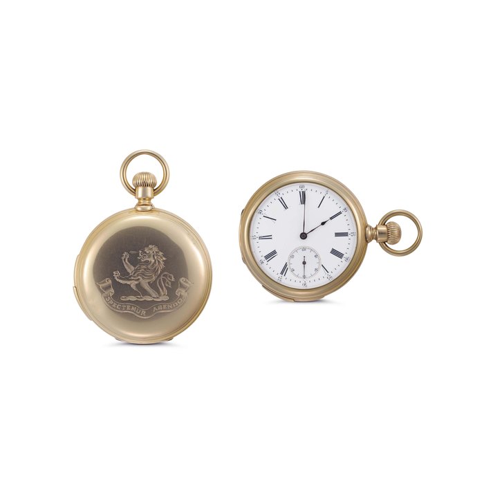 Patek Philippe. An 18k Gold Minute Repeating Openface Pocket Watch Signed Patek Philippe & Co., Genève, retailed by A. H. Rodanet & Co., Paris, Movement and Case No. 47'470, Case further numbered 2565, Manufactured in 1873