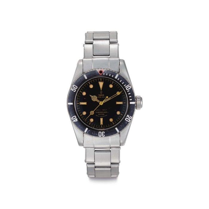Tudor. A Fine Stainless Steel Automatic Wristwatch with Center Seconds, Gilt Dial and Bracelet Signed Tudor, Oyster-Prince Submariner, Ref. 7924, Case No. 293'110, Circa 1959
