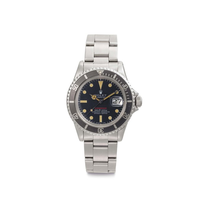 Rolex. A Fine Stainless Steel Automatic Wristwatch with Center Seconds, Date and Bracelet Signed Rolex, Oyster Perpetual Date, Submariner, 660ft=200m, Ref. 1680, Circa 1974