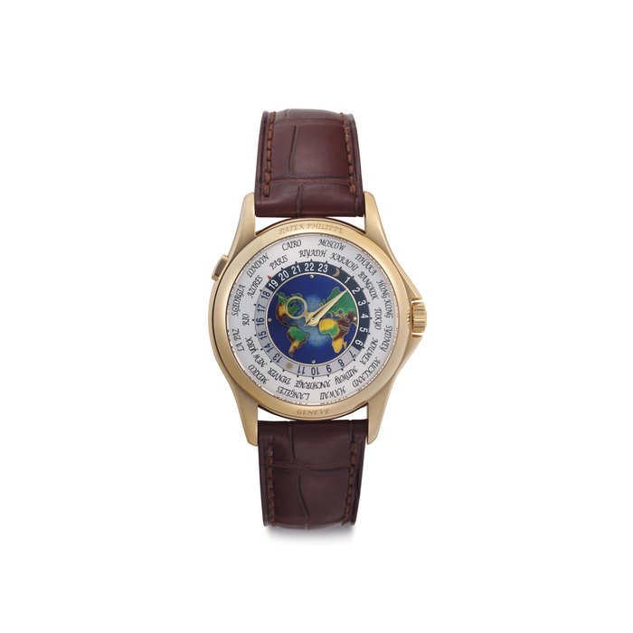 Patek Philippe. A Fine and Rare 18k Gold Automatic World Time Wristwatch With Cloisonné Enamel Dial Signed Patek Philippe, Genève, Retailed by Tiffany & Co., Ref. 5131J, Movement No. 5'858'029, Case No. 6'016'229, Circa 2015