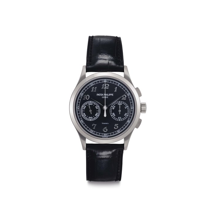 Patek Philippe. An 18k Gold Chronograph Wristwatch with Breguet Numerals and Black Dial Signed Patek Philippe, Genève, Retailed by Tiffany & Co., Ref. 5170G, Movement No. 5'942'583, Case No, 6'064'567, Circa 2015