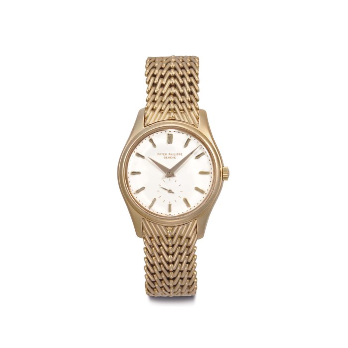 Patek Philippe. A Fine 18k Gold Automatic Wristwatch with Enamel Dial and Bracelet Signed Patek Philippe, Genève, Ref. 2526, Movement No. 760'464, Case No. 679'926, Manufactured in 1953