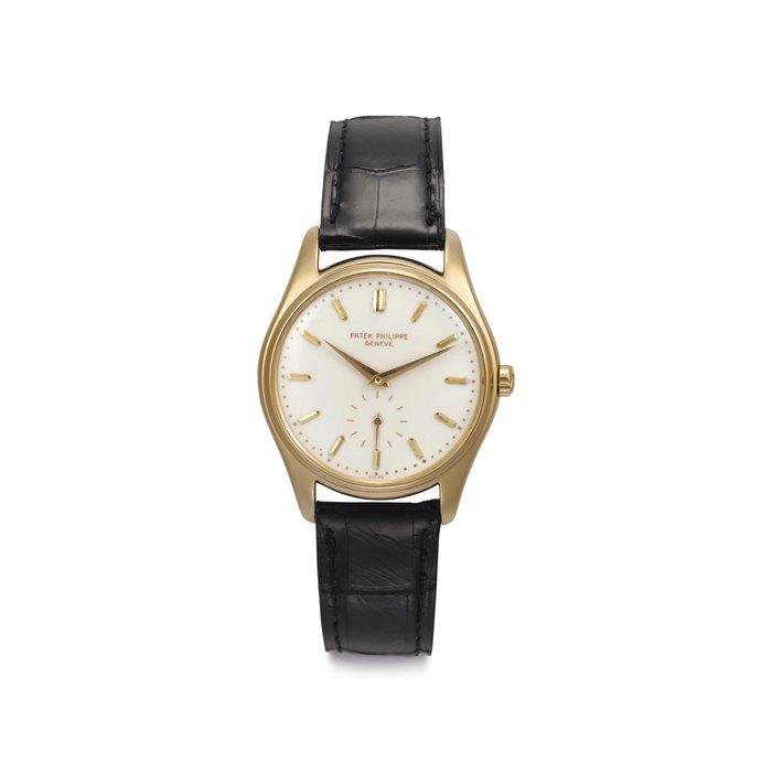 Patek Philippe. A Fine 18k Gold Automatic Wristwatch with Enamel Dial Signed Patek Philippe, Genève, Ref. 2526, Movement No. 761'765, Case No. 687'812, Manufactured in 1954
