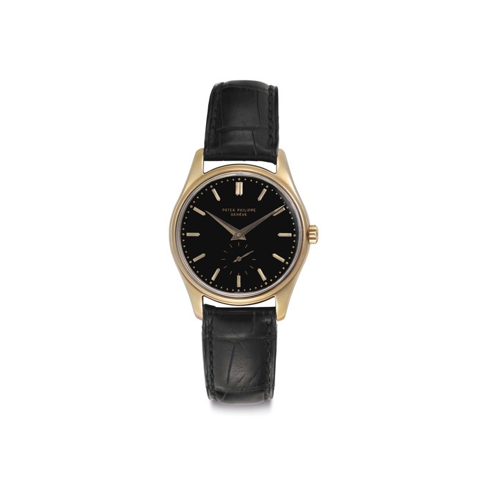 Patek Philippe. A Fine 18k Gold Automatic Wristwatch with Black Enamel Dial Signed Patek Philippe, Genève, Ref. 2526, Movement No. 764'601, Case No. 2'613'030, Manufactured in 1957
