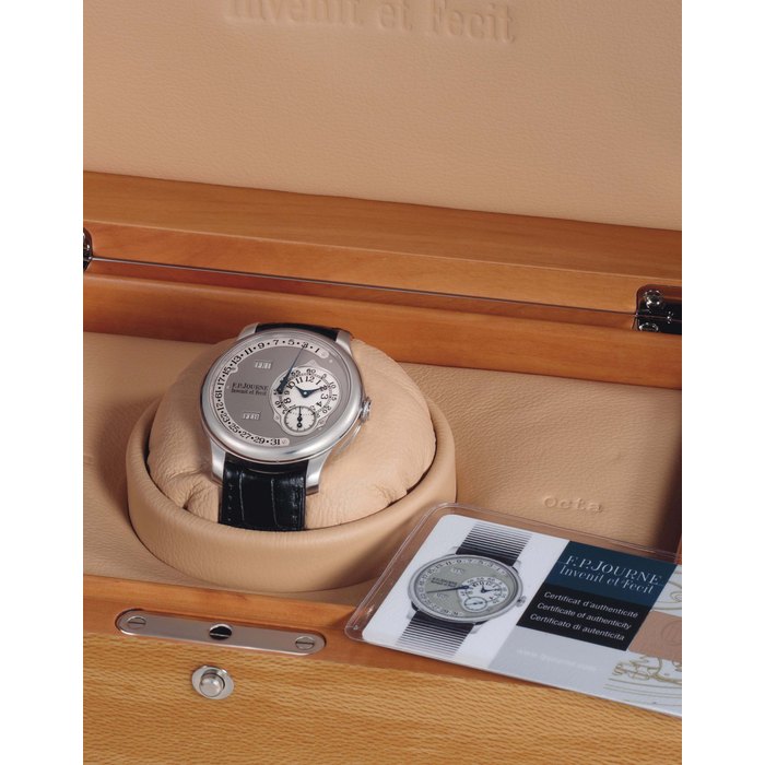 F.P. Journe. A Fine Platinum Automatic Annual Calendar Wristwatch with Retrograde Date Signed F.P. Journe, Invenit Et Fecit, Octa Calendrier Model, No. 347-Q, Circa 2007