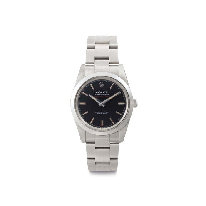 Rolex. A Stainless Steel Wristwatch with Black Dial, Center Seconds and Bracelet Signed Rolex, Milgauss Model, Ref. 1019, Case No. 6'137'025, Circa 1979