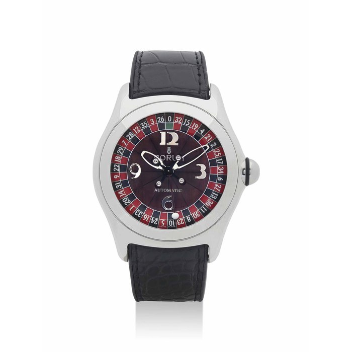 CORUM. A STAINLESS STEEL EDITION AUTOMATIC WRISTWATCH WITH SWEEP CENTRE SECONDS SIGNED CORUM, AUTOMATIC, CASINO BUBBLE MODEL, REF. 82.150.20, CASE NO. 772115, CIRCA 2003
