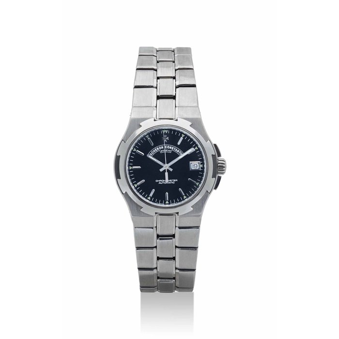 VACHERON CONSTANTIN. A STAINLESS STEEL AUTOMATIC BRACELET WATCH WITH SWEEP CENTRE SECONDS AND DATE SIGNED VACHERON CONSTANTIN, GENEVE, CHRONOMETER AUTOMATIC, OVERSEAS MODEL, REF. 42040 72040, CASE NO. 677'862, CIRCA 1998