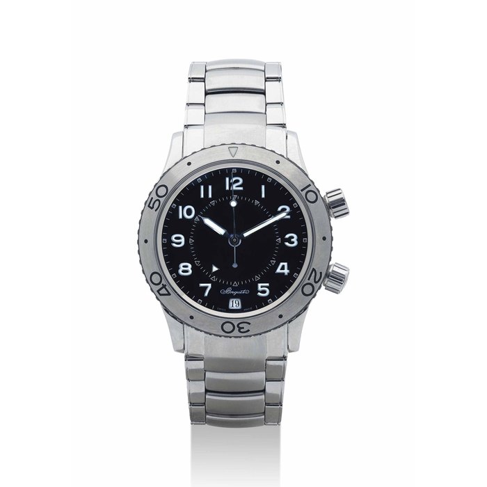BREGUET. A STAINLESS STEEL AUTOMATIC WRISTWATCH WITH DATE, SWEEP CENTRE SECONDS, ALARM AND BRACELET SIGNED BREGUET, TYPE XX, TRANSATLANTIQUE, ALARME MODEL, NO. 60040, REF. 3860, CIRCA 2001