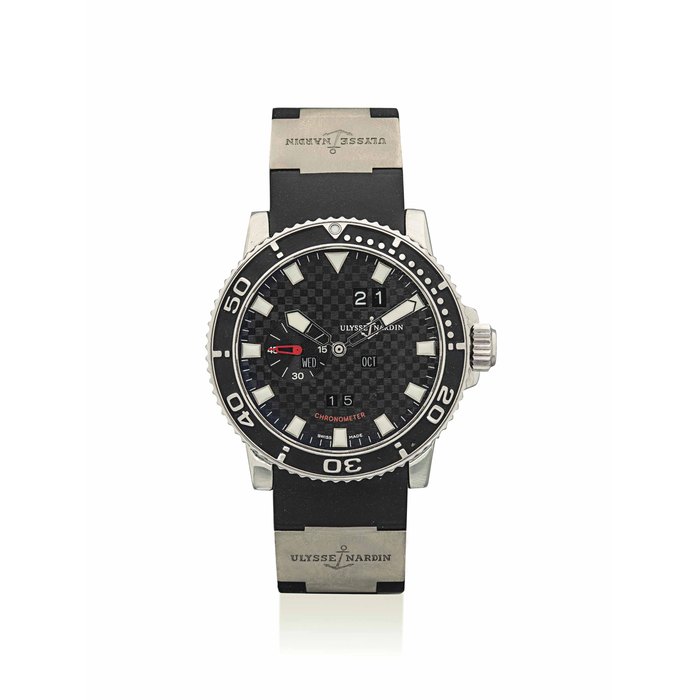 ULYSSE NARDIN. A FINE STAINLESS STEEL LIMITED EDITION AUTOMATIC PERPETUAL CALENDAR WRISTWATCH SIGNED ULYSSE NARDIN, ACQUA PERPETUAL, NO. 16/99, REF. 333-55-3/02, PAT. NO 680 630, PAT. NO 688 671, CIRCA 2000