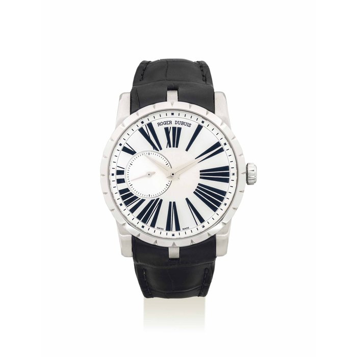 ROGER DUBUIS. A FINE STAINLESS STEEL AUTOMATIC WRISTWATCH SIGNED ROGER DUBUIS, EXCALIBUR 42 MODEL, REF. DBEX0354, MOVEMENT NO. 1'299, CASE NO. V099CX, CIRCA 2005