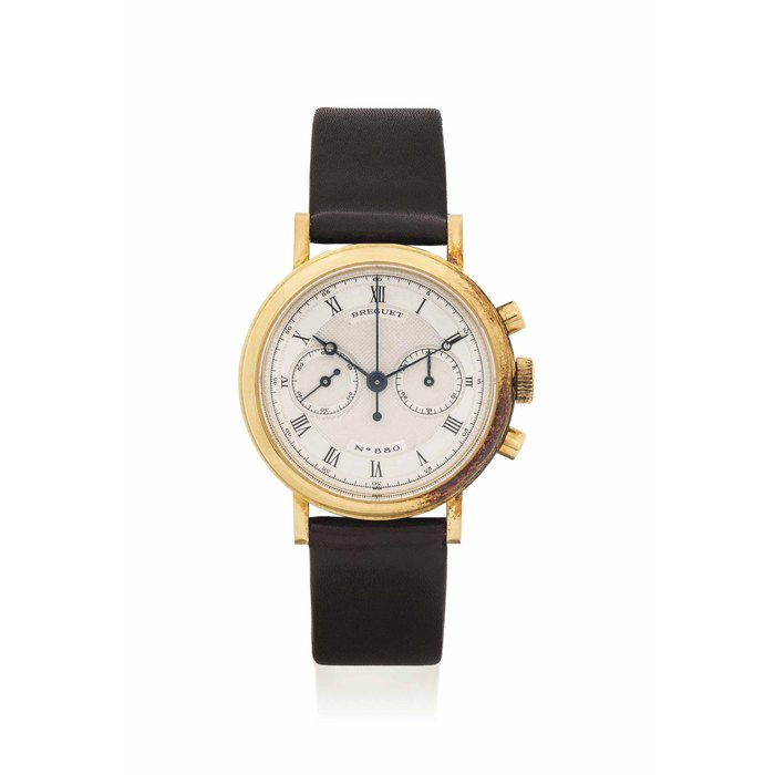 Breguet BREGUET. A VERY FINE 18K GOLD CHRONOGRAPH WRISTWATCH SIGNED BREGUET, REF. BA 3230, CASE NO. 880 A, CIRCA 1990, Price & Market Data