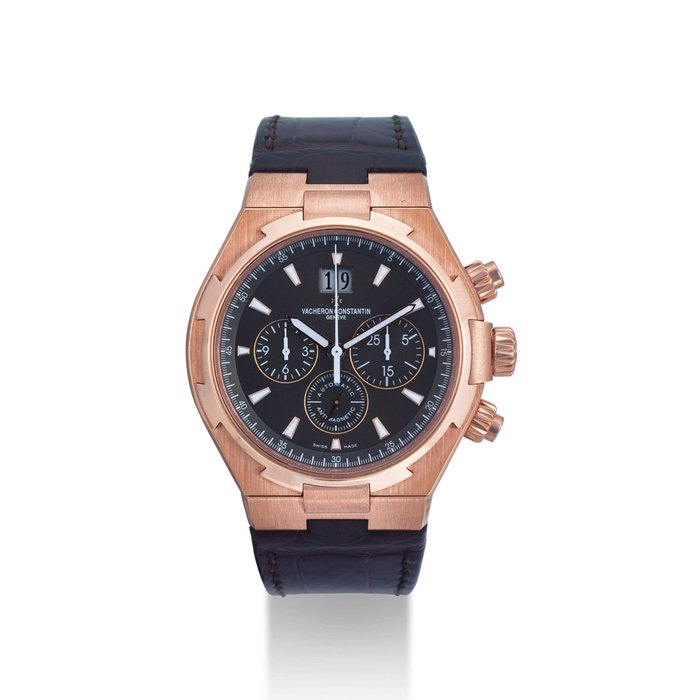 VACHERON CONSTANTIN. AN 18K PINK GOLD AUTOMATIC CHRONOGRAPH WRISTWATCH WITH DATE SIGNED VACHERON CONSTANTIN, GENEVE, OVERSEAS CHRONOGRAPH MODEL, REF. 49150/000R-9338, MOVEMENT NO. 5’281’242, CASE NO. 1’289’009, CIRCA 2014