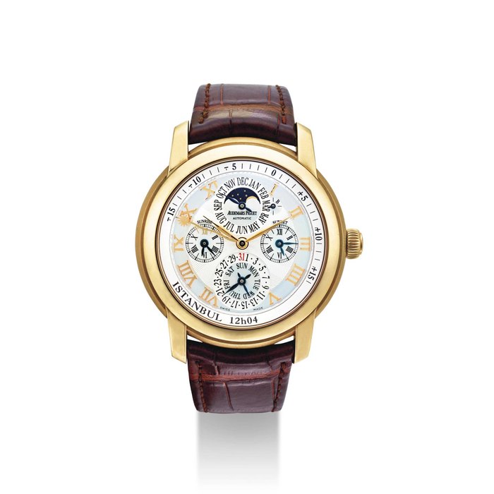 AUDEMARS PIGUET. AN 18K PINK GOLD AUTOMATIC PERPETUAL CALENDAR WRISTWATCH WITH MOON PHASES AND EQUATION OF TIME SIGNED AUDEMARS PIGUET, JULES AUDEMARS, EQUATION DU TEMPS, ISTANBUL, REF. 26003OR.OO.D088CR.01028.9, MOVEMEMENT NO. 825’382, CASE NO. H66324, CIRCA 2013