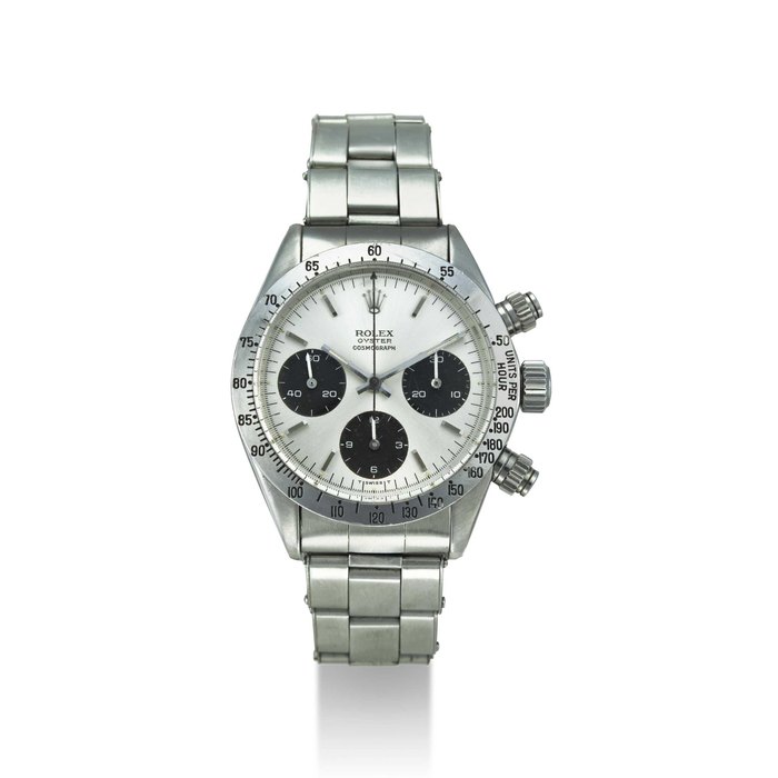 ROLEX. A STAINLESS STEEL CHRONOGRAPH WRISTWATCH WITH BRACELET, ADDITIONAL BEZEL AND OYSTER BRACELET SIGNED ROLEX, OYSTER, COSMOGRAPH, REF. 6265, CASE NO. 3’287’118, CIRCA 1972