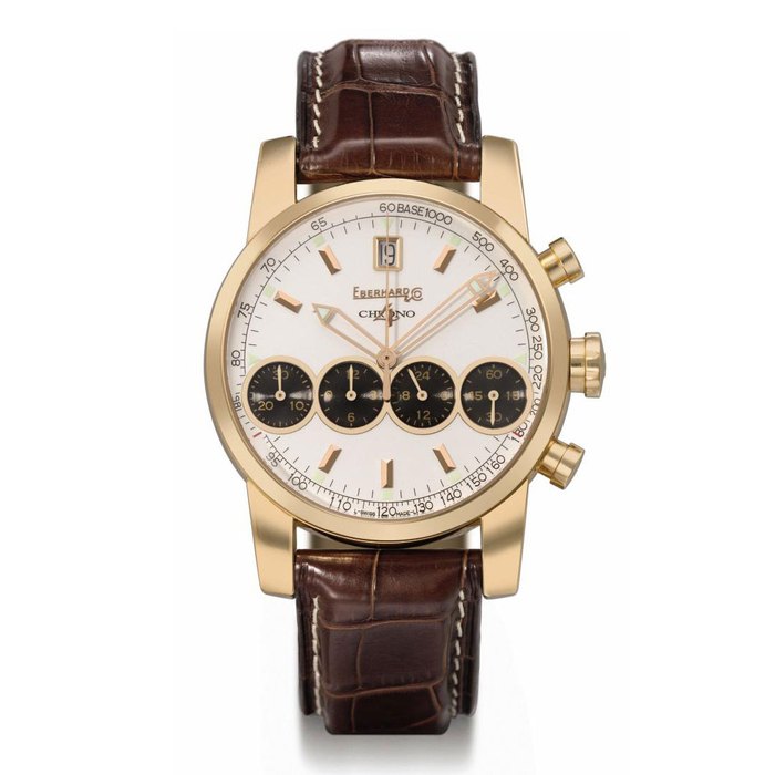 Eberhard. A large 18K pink gold automatic chronograph wristwatch with date SIGNED EBERHARD & CO., CHRONO 4, REF. 30058, CASE NUMBER 0456, MANUFACTURED IN 2001
