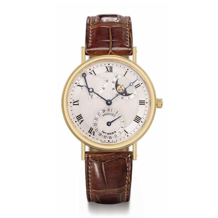 Breguet. A fine 18K gold automatic wristwatch with date, power reserve and moon phases SIGNED BREGUET, NO. 4584, CLASSIQUE COLLECTION MODEL, REF. 3137, MOVEMENT NO. 11'266, MANUFACTURED IN 2001