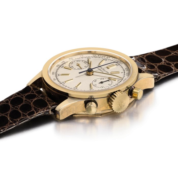 Patek Philippe. A very fine and extremely rare 18K gold chronograph wristwatch SIGNED PATEK PHILIPPE, GENÈVE, REF. 3651, MOVEMENT NO. 868'306, CASE NO. 2'839'142, MOVEMENT MANUFACTURED IN 1952, ENCASED IN 1988