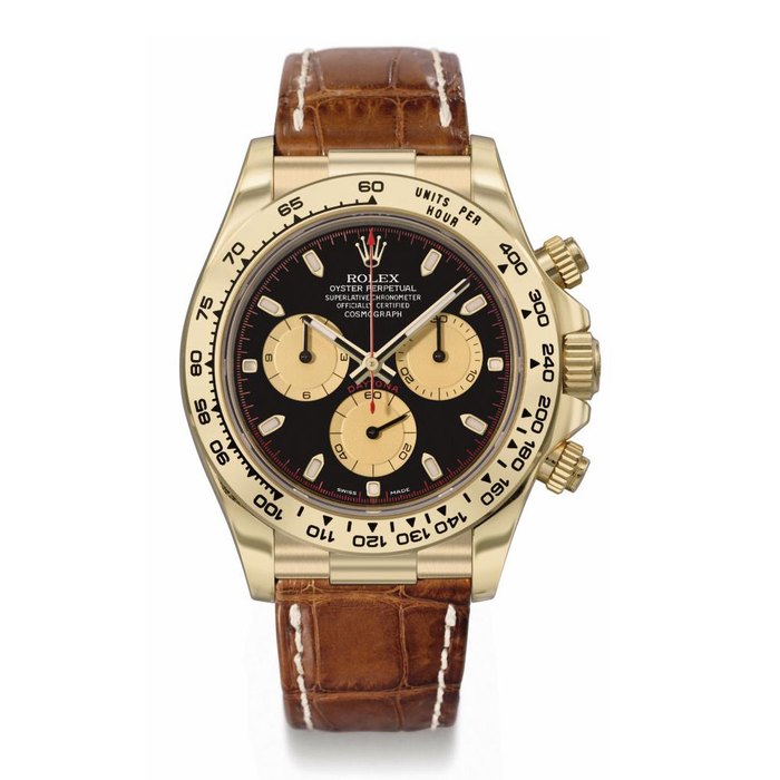 Rolex Rolex. An 18K gold automatic chronograph wristwatch SIGNED ROLEX, OYSTER PERPETUAL, COSMOGRAPH, DAYTONA, REF. 116518, CASE NO. D577205, MANUFACTURED IN 2006, Price & Market Data