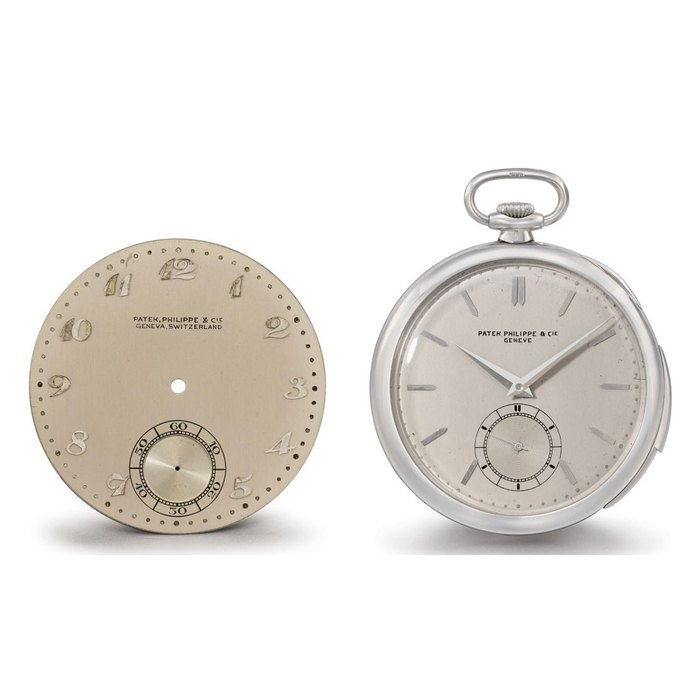 Patek Philippe. A fine and rare platinum openface minute repeating keyless lever watch with additional dial SIGNED PATEK PHILIPPE & CIE., GENEVA, SWITZERLAND, MOVEMENT NO. 198'330, CASE NO. 416'935, MANUFACTURED IN 1929