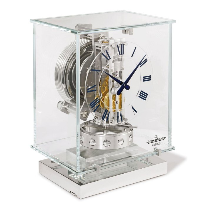 Jaeger-Lecoultre Jaeger-LeCoultre. A fine rhodium-plated Atmos clock SIGNED JAEGER-LECOULTRE, ATMOS, ATMOS CLASSIQUE TRANSPARENTE MODEL, REF. Q 5135201, MANUFACTURED IN 2008, Price & Market Data