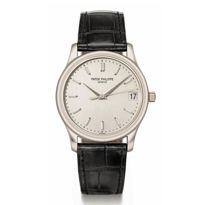 Patek Philippe. A fine 18K white gold automatic wristwatch with sweep centre seconds, date and original certificate SIGNED PATEK PHILIPPE, GENEVE, CALATRAVA MODEL, REF. 3998, MOVEMENT NO. 3'246'907, CASE NO. 4'165'441, MANUFACTURED IN 2002
