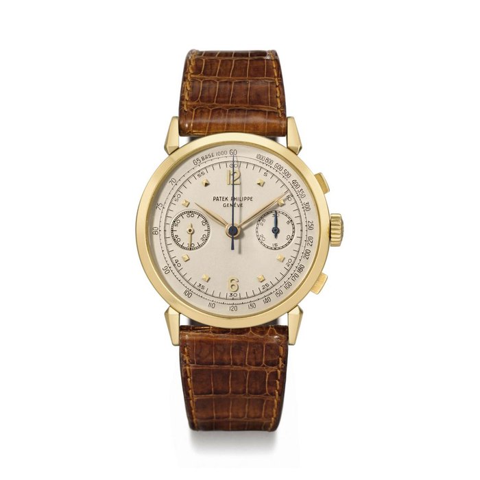 Patek Philippe. A fine 18K gold chronograph wristwatch SIGNED PATEK PHILIPPE, GENÈVE, REF. 1579, MOVEMENT NO. 868'952, CASE NO. 699'378, MANUFACTURED IN 1959