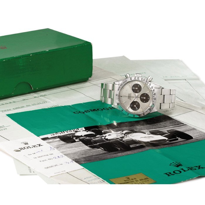 Rolex Rolex. A stainless steel chronograph wristwatch with bracelet, chocolate brown subsidiary dials, original invoice, guarantee, brochure and presentation box SIGNED ROLEX, COSMOGRAPH DAYTONA, REF. 6239, CASE NO. 1'695'467, MANUFACTURED IN 1968 · 6239